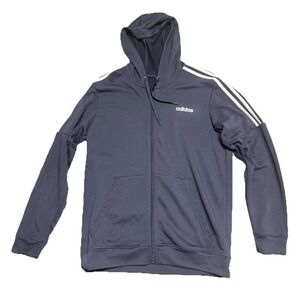 ADIDAS Blue 3 Stripe Pullover Lightweight Hoodie Long Slv Climalite Men's Size L